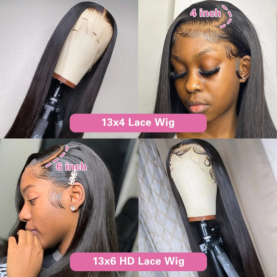 Hd Lace Frontal Wig 13x6 Lace Front Wig Human Hair 30Inch Bone Straight Transparent Lace Human Hair Wigs HD Lace 4x4 Closure Wig