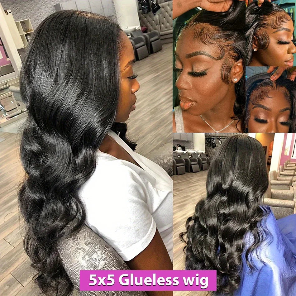 40 Inch Body Wave 5x5 Glueless Wig 100% Human Hair Pre-plucked Brazilian 200 Density 13x6 Lace Frontal Human Hair Wig for Women