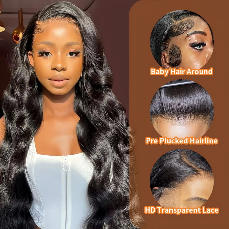 40 Inch Body Wave 5x5 Glueless Wig 100% Human Hair Pre-plucked Brazilian 200 Density 13x6 Lace Frontal Human Hair Wig for Women