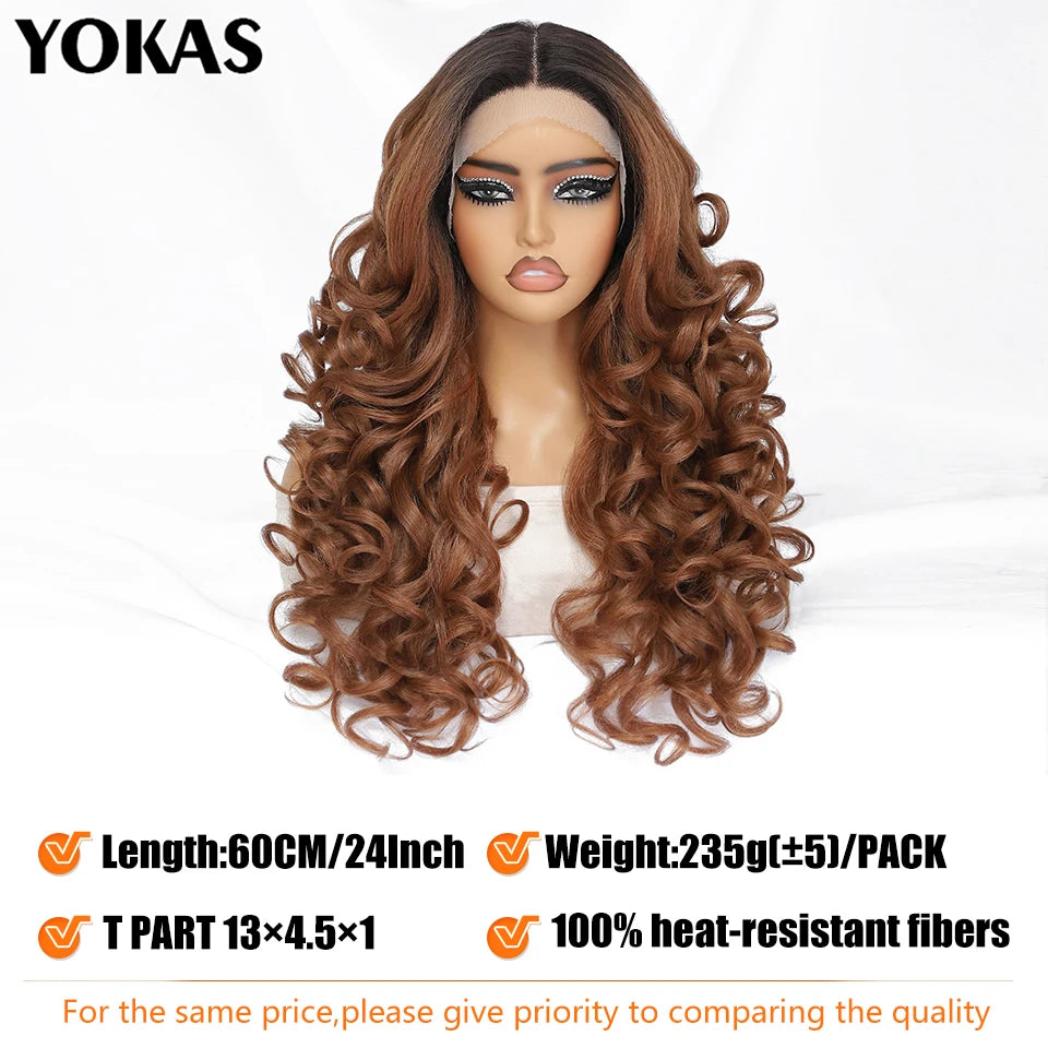 Lace Front Wigs 13X5X1 Latisha Synthetic HD Curly Pre Plucked Lace Front Wigs With Bangs For Afro Women Highlight With Baby Hair