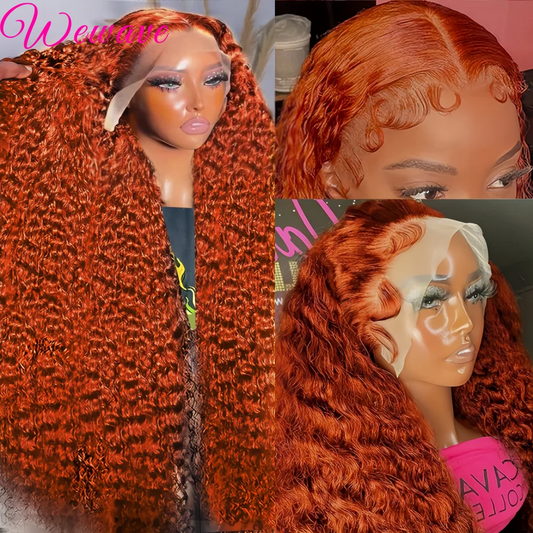Orange Ginger Lace Front Wig Curly Human Hair Wigs For Women Deep Wave Frontal Wig 13x4 13x6 HD Lace Front Human Hair Wig