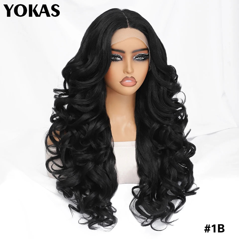 Lace Front Wigs 13X5X1 Latisha Synthetic HD Curly Pre Plucked Lace Front Wigs With Bangs For Afro Women Highlight With Baby Hair