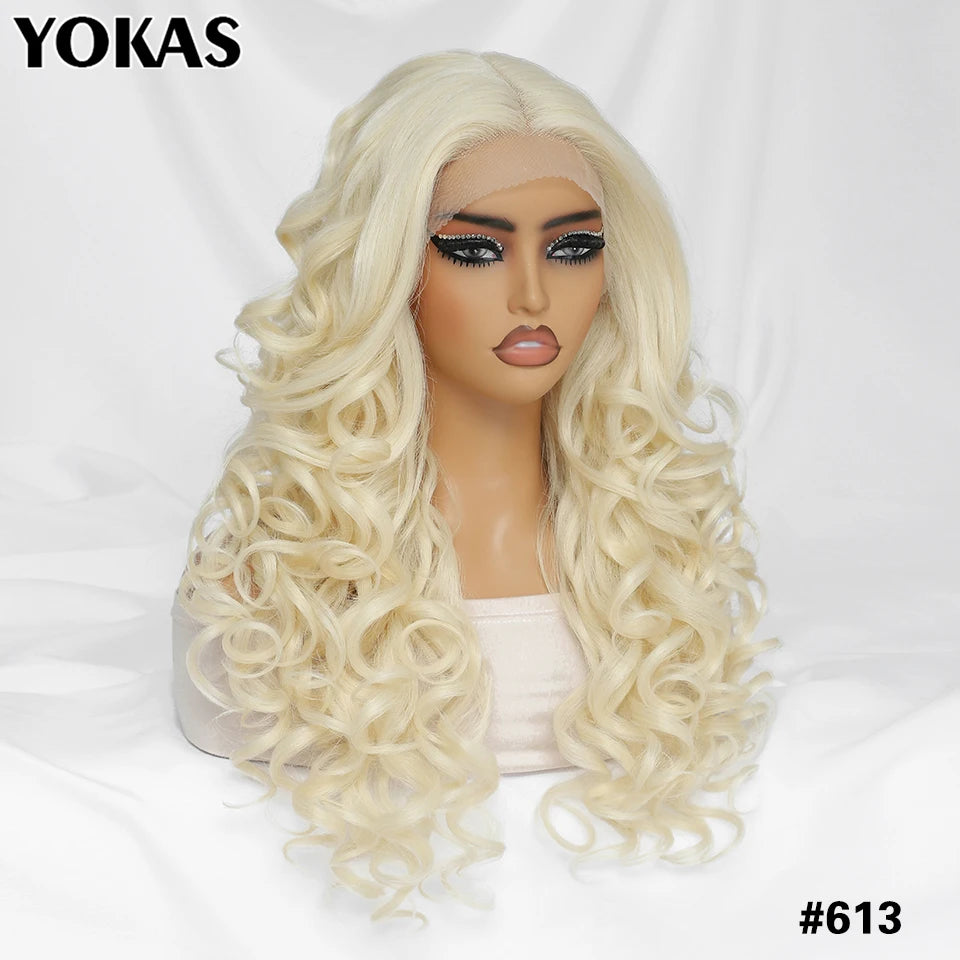 Lace Front Wigs 13X5X1 Latisha Synthetic HD Curly Pre Plucked Lace Front Wigs With Bangs For Afro Women Highlight With Baby Hair