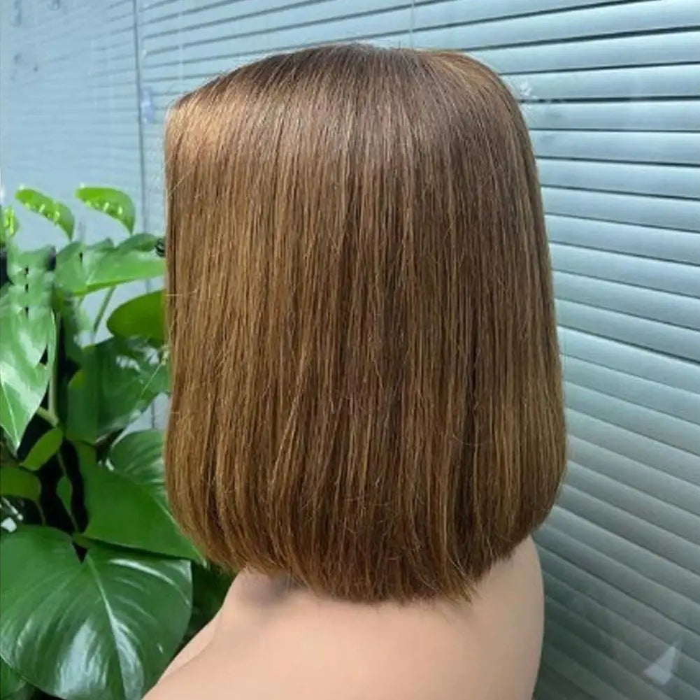 Lace Front Bob Wig Short Straight Hair Synthetic Full Wig with Pre-Plucked Hairline & Natural Look, Glueless Wear