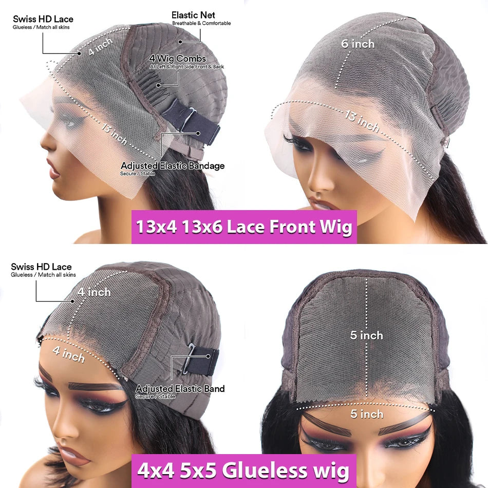 40 Inch Body Wave 5x5 Glueless Wig 100% Human Hair Pre-plucked Brazilian 200 Density 13x6 Lace Frontal Human Hair Wig for Women